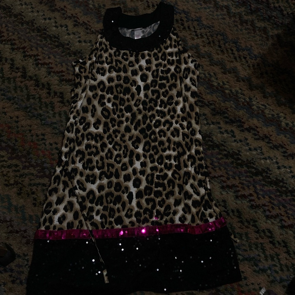 Justice Leopard Print Dress with Pink and Black Accents